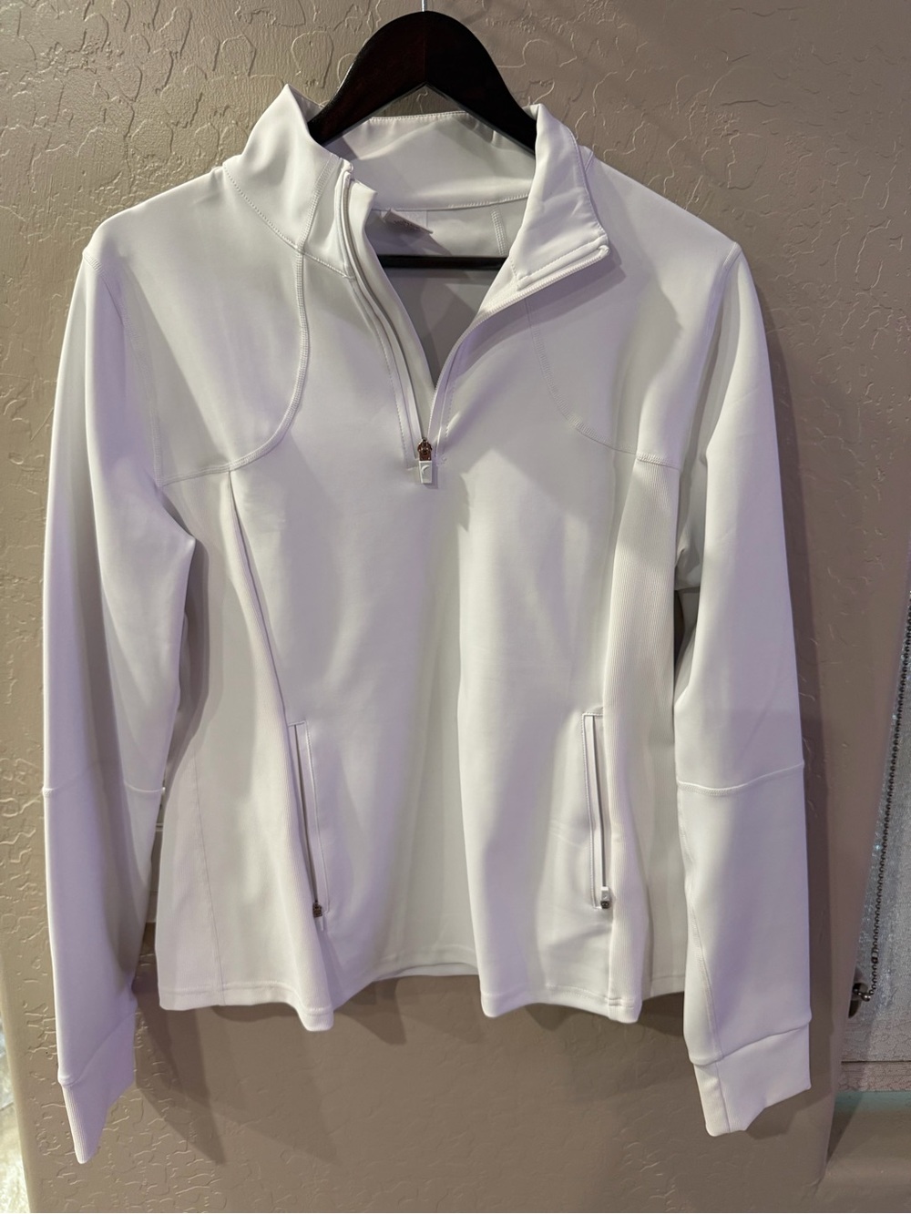 Zyia Active 1/4 zipper White Fitted Flight Jacket size XL (NWOT)